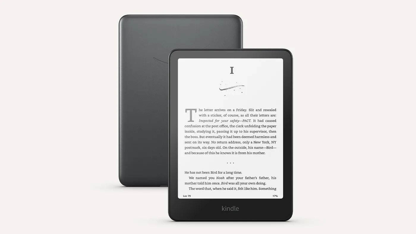 Black Kindle Paperwhite shown from the front and back